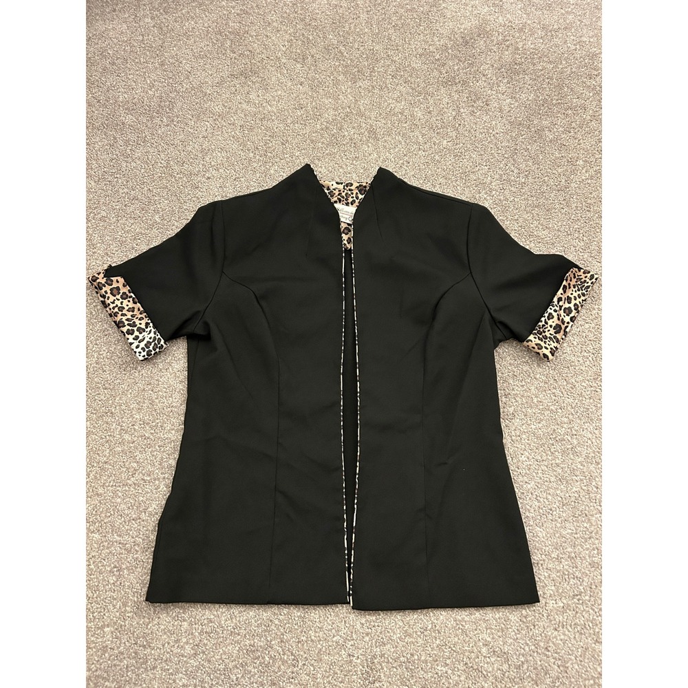 Westside Clothing Co Jacket Womens M Black Excellent Leopard Print Open Front